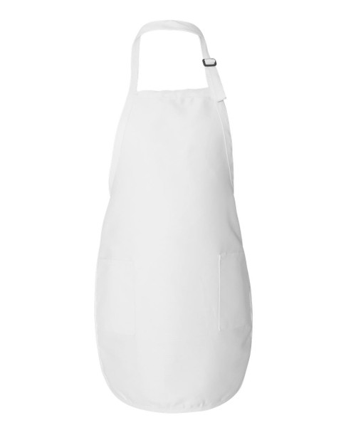 Q-Tees Q4350 Full-Length Apron With 2 Pockets | White